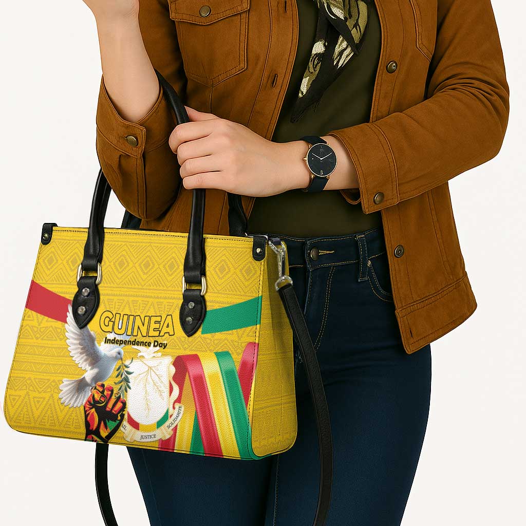 Guinea Independence Day Leather Bag Coat Of Arms With African Pattern - Wonder Print Shop