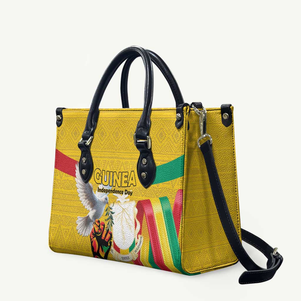 Guinea Independence Day Leather Bag Coat Of Arms With African Pattern - Wonder Print Shop