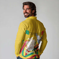 Personalized Guinea Independence Day Long Sleeve Polo Shirt Coat Of Arms With African Pattern - Wonder Print Shop