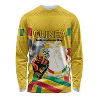 Personalized Guinea Independence Day Long Sleeve Shirt Coat Of Arms With African Pattern - Wonder Print Shop