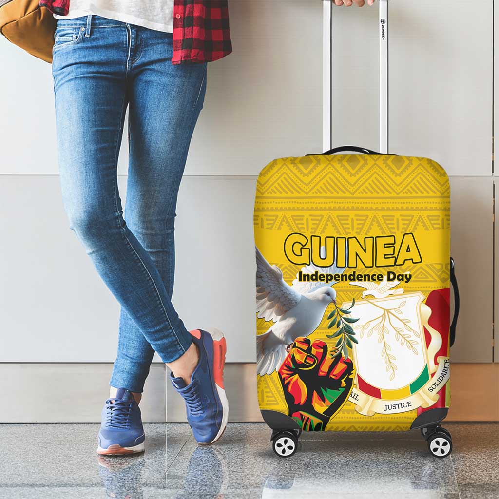 Guinea Independence Day Luggage Cover Coat Of Arms With African Pattern - Wonder Print Shop