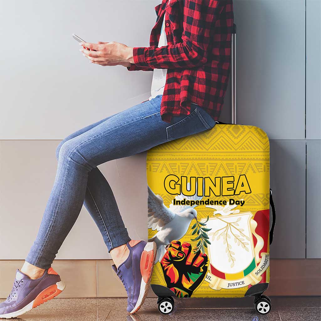 Guinea Independence Day Luggage Cover Coat Of Arms With African Pattern - Wonder Print Shop