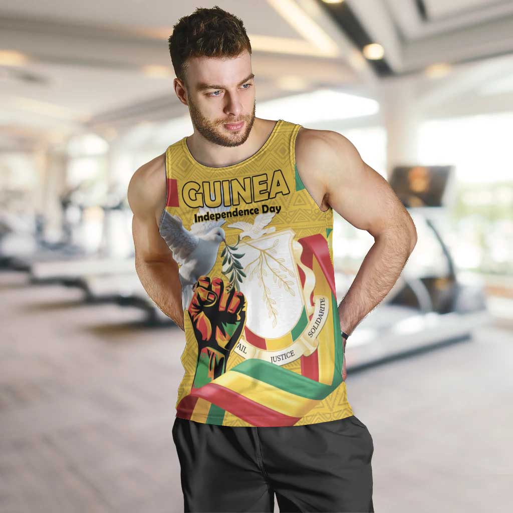 Personalized Guinea Independence Day Men Tank Top Coat Of Arms With African Pattern - Wonder Print Shop