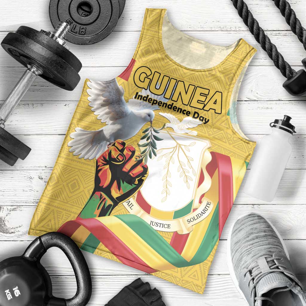 Personalized Guinea Independence Day Men Tank Top Coat Of Arms With African Pattern - Wonder Print Shop