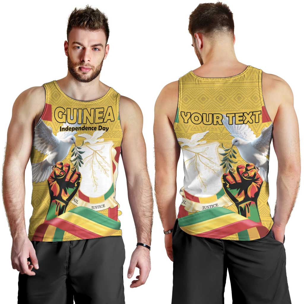 Personalized Guinea Independence Day Men Tank Top Coat Of Arms With African Pattern - Wonder Print Shop