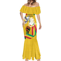 Personalized Guinea Independence Day Mermaid Dress Coat Of Arms With African Pattern - Wonder Print Shop