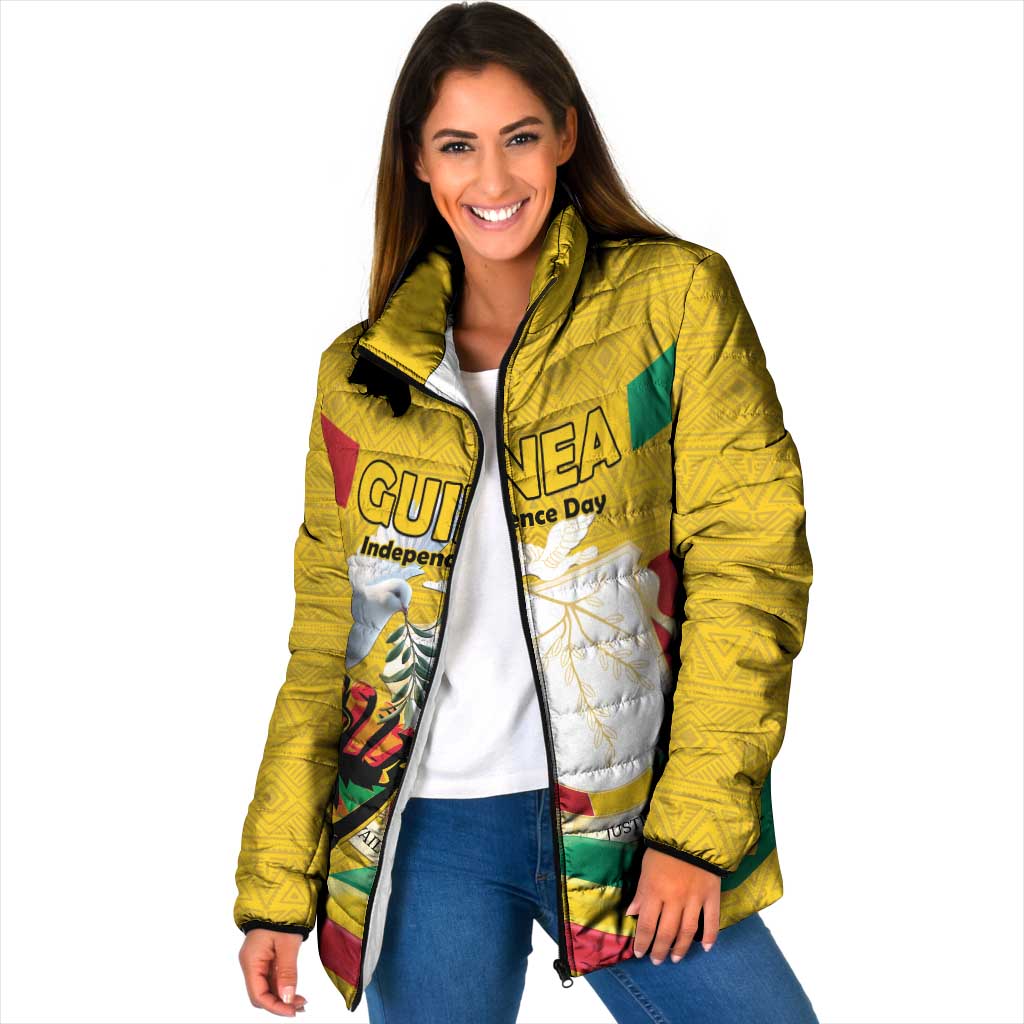 Personalized Guinea Independence Day Padded Jacket Coat Of Arms With African Pattern - Wonder Print Shop