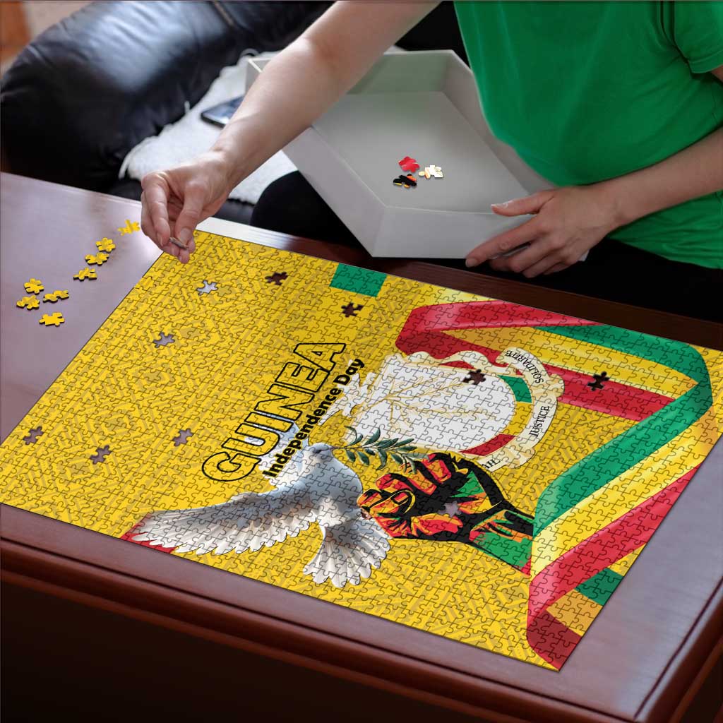Guinea Independence Day Puzzle Coat Of Arms With African Pattern - Wonder Print Shop