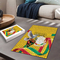 Guinea Independence Day Puzzle Coat Of Arms With African Pattern - Wonder Print Shop