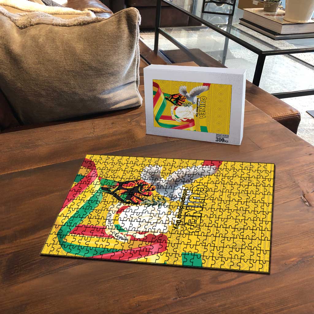 Guinea Independence Day Puzzle Coat Of Arms With African Pattern - Wonder Print Shop