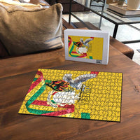 Guinea Independence Day Puzzle Coat Of Arms With African Pattern - Wonder Print Shop