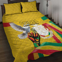 Guinea Independence Day Quilt Bed Set Coat Of Arms With African Pattern - Wonder Print Shop