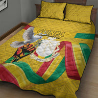 Guinea Independence Day Quilt Bed Set Coat Of Arms With African Pattern - Wonder Print Shop