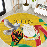 Guinea Independence Day Round Carpet Coat Of Arms With African Pattern - Wonder Print Shop