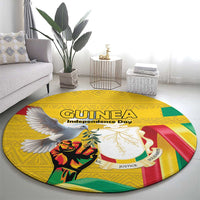 Guinea Independence Day Round Carpet Coat Of Arms With African Pattern - Wonder Print Shop