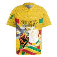 Personalized Guinea Independence Day Rugby Jersey Coat Of Arms With African Pattern - Wonder Print Shop