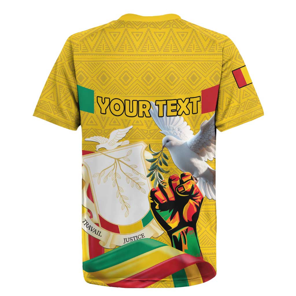 Personalized Guinea Independence Day Rugby Jersey Coat Of Arms With African Pattern - Wonder Print Shop