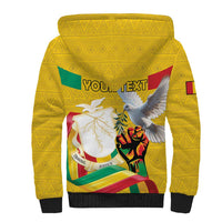 Personalized Guinea Independence Day Sherpa Hoodie Coat Of Arms With African Pattern - Wonder Print Shop