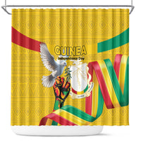 Guinea Independence Day Shower Curtain Coat Of Arms With African Pattern - Wonder Print Shop