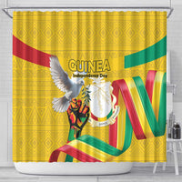 Guinea Independence Day Shower Curtain Coat Of Arms With African Pattern - Wonder Print Shop
