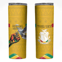 Personalized Guinea Independence Day Skinny Tumbler Coat Of Arms With African Pattern - Wonder Print Shop
