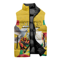 Personalized Guinea Independence Day Sleeveless Puffer Jacket Coat Of Arms With African Pattern - Wonder Print Shop