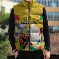 Personalized Guinea Independence Day Sleeveless Puffer Jacket Coat Of Arms With African Pattern - Wonder Print Shop