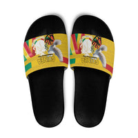 Guinea Independence Day Slide Sandals Coat Of Arms With African Pattern - Wonder Print Shop