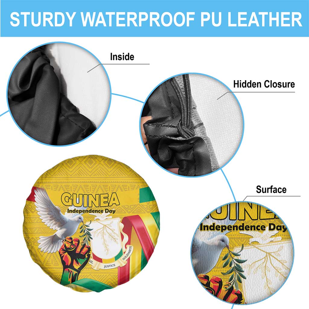 Guinea Independence Day Spare Tire Cover Coat Of Arms With African Pattern - Wonder Print Shop