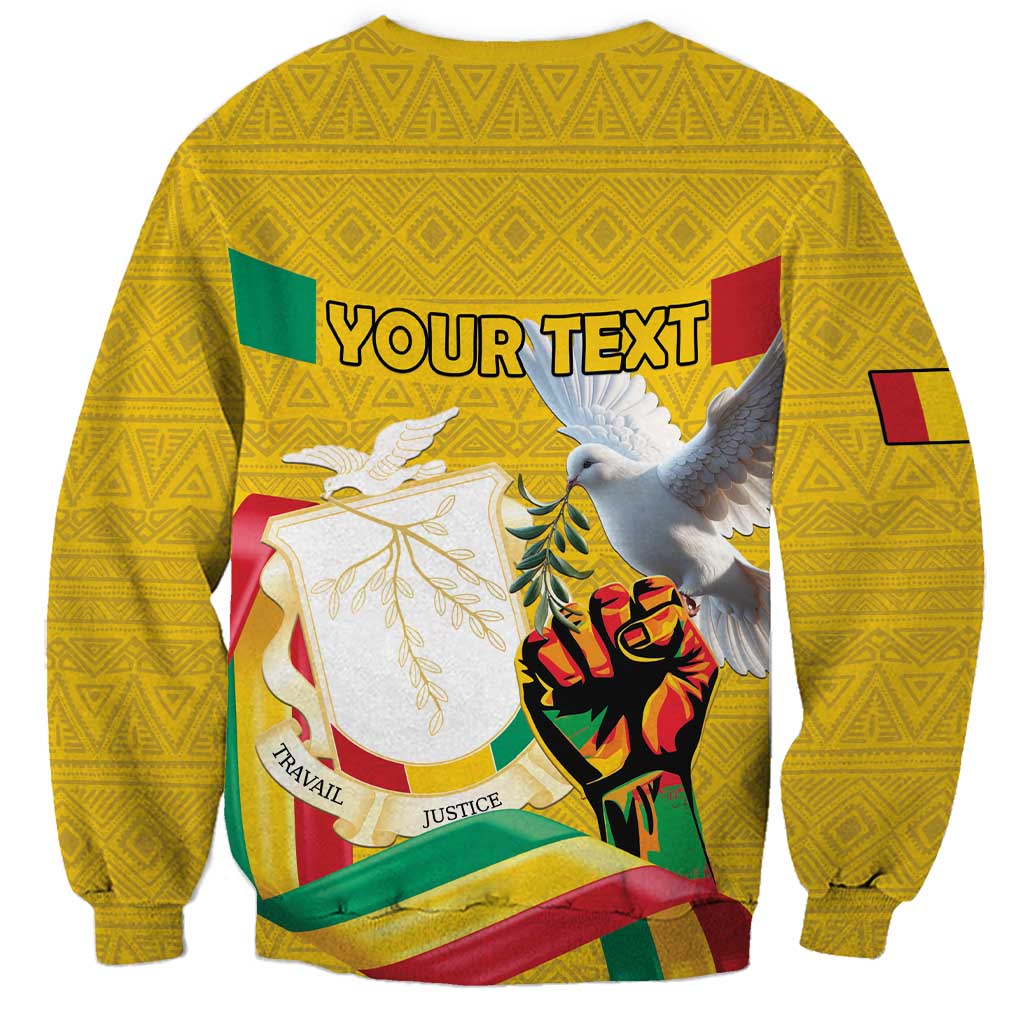Personalized Guinea Independence Day Sweatshirt Coat Of Arms With African Pattern - Wonder Print Shop