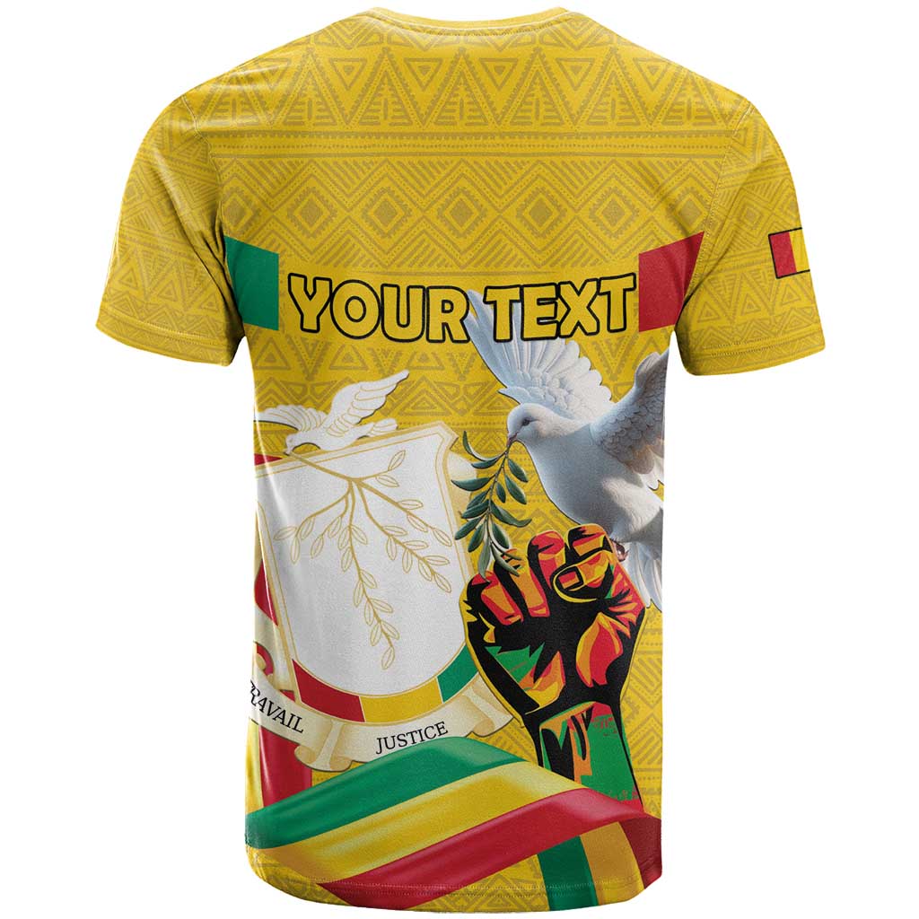 Personalized Guinea Independence Day T Shirt Coat Of Arms With African Pattern - Wonder Print Shop