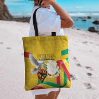 Guinea Independence Day Tote Bag Coat Of Arms With African Pattern - Wonder Print Shop