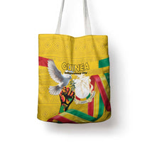 Guinea Independence Day Tote Bag Coat Of Arms With African Pattern - Wonder Print Shop