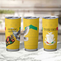 Personalized Guinea Independence Day Tumbler Cup Coat Of Arms With African Pattern - Wonder Print Shop