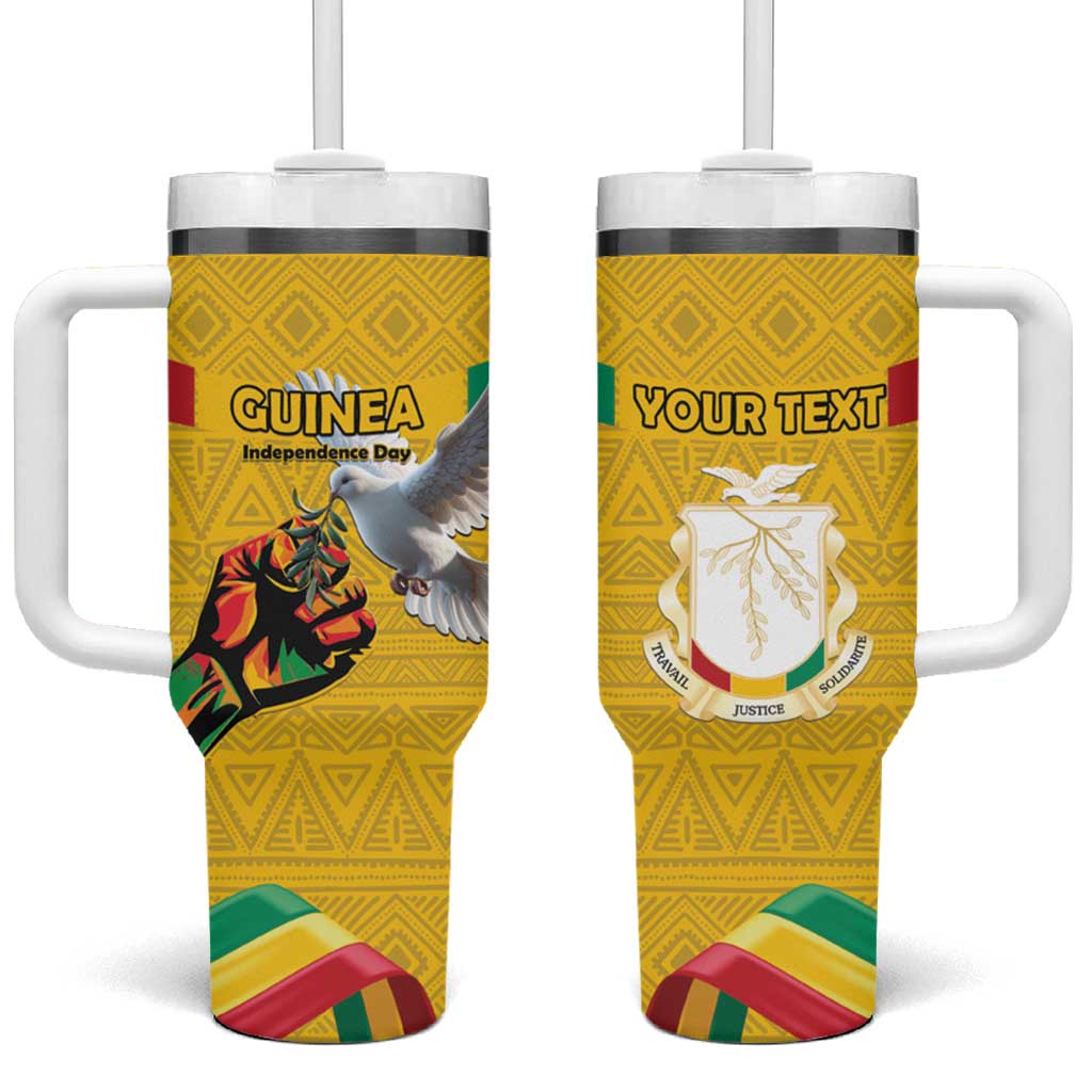 Personalized Guinea Independence Day Tumbler With Handle Coat Of Arms With African Pattern - Wonder Print Shop
