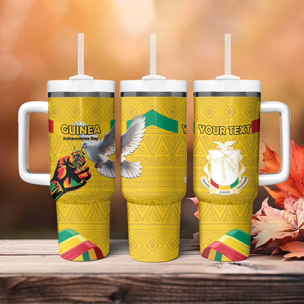 Personalized Guinea Independence Day Tumbler With Handle Coat Of Arms With African Pattern - Wonder Print Shop