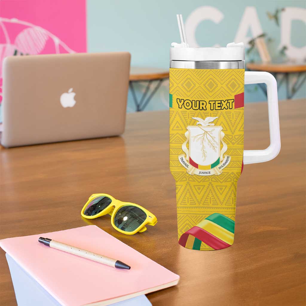 Personalized Guinea Independence Day Tumbler With Handle Coat Of Arms With African Pattern - Wonder Print Shop