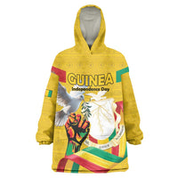 Personalized Guinea Independence Day Wearable Blanket Hoodie Coat Of Arms With African Pattern - Wonder Print Shop