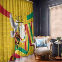 Guinea Independence Day Window Curtain Coat Of Arms With African Pattern - Wonder Print Shop