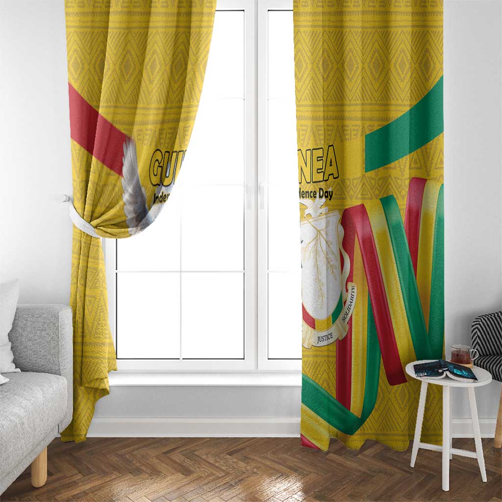 Guinea Independence Day Window Curtain Coat Of Arms With African Pattern - Wonder Print Shop
