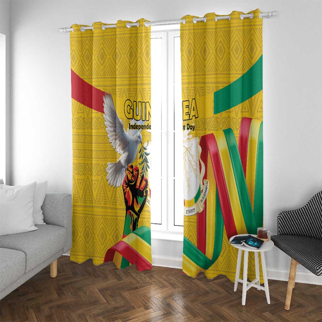 Guinea Independence Day Window Curtain Coat Of Arms With African Pattern - Wonder Print Shop