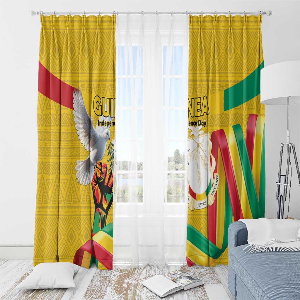 Guinea Independence Day Window Curtain Coat Of Arms With African Pattern - Wonder Print Shop