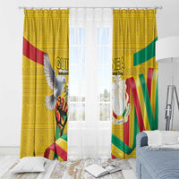 Guinea Independence Day Window Curtain Coat Of Arms With African Pattern - Wonder Print Shop