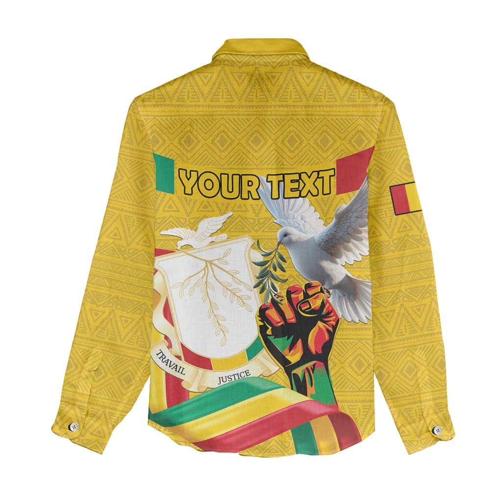 Personalized Guinea Independence Day Women Casual Shirt Coat Of Arms With African Pattern - Wonder Print Shop