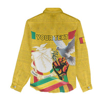 Personalized Guinea Independence Day Women Casual Shirt Coat Of Arms With African Pattern - Wonder Print Shop