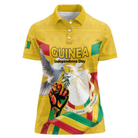 Personalized Guinea Independence Day Women Polo Shirt Coat Of Arms With African Pattern - Wonder Print Shop