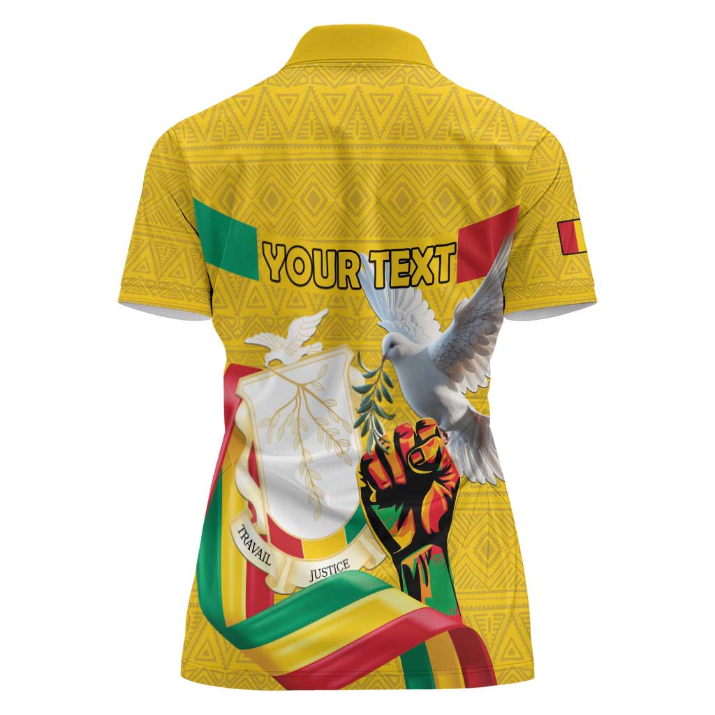 Personalized Guinea Independence Day Women Polo Shirt Coat Of Arms With African Pattern - Wonder Print Shop