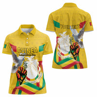 Personalized Guinea Independence Day Women Polo Shirt Coat Of Arms With African Pattern - Wonder Print Shop