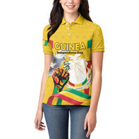 Personalized Guinea Independence Day Women Polo Shirt Coat Of Arms With African Pattern - Wonder Print Shop