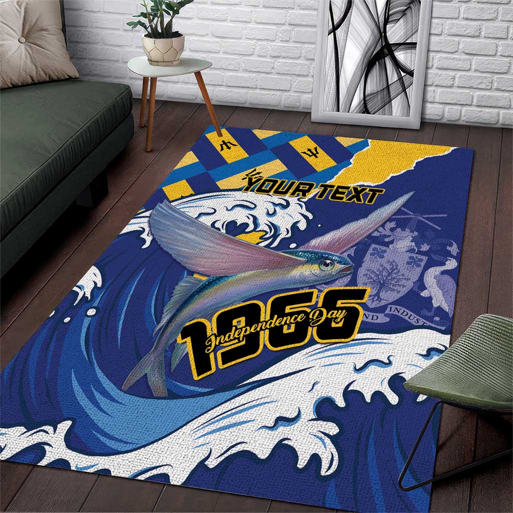 Personalised Barbados Independence Day Area Rug Flying Fish Flag Pattern - Wonder Print Shop